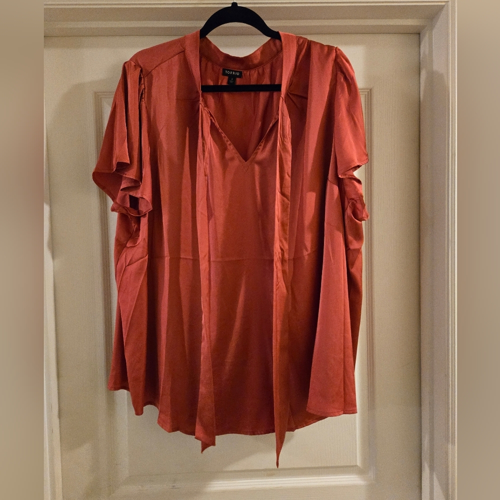 Torrid Women's Rust Tie-Front Blouse